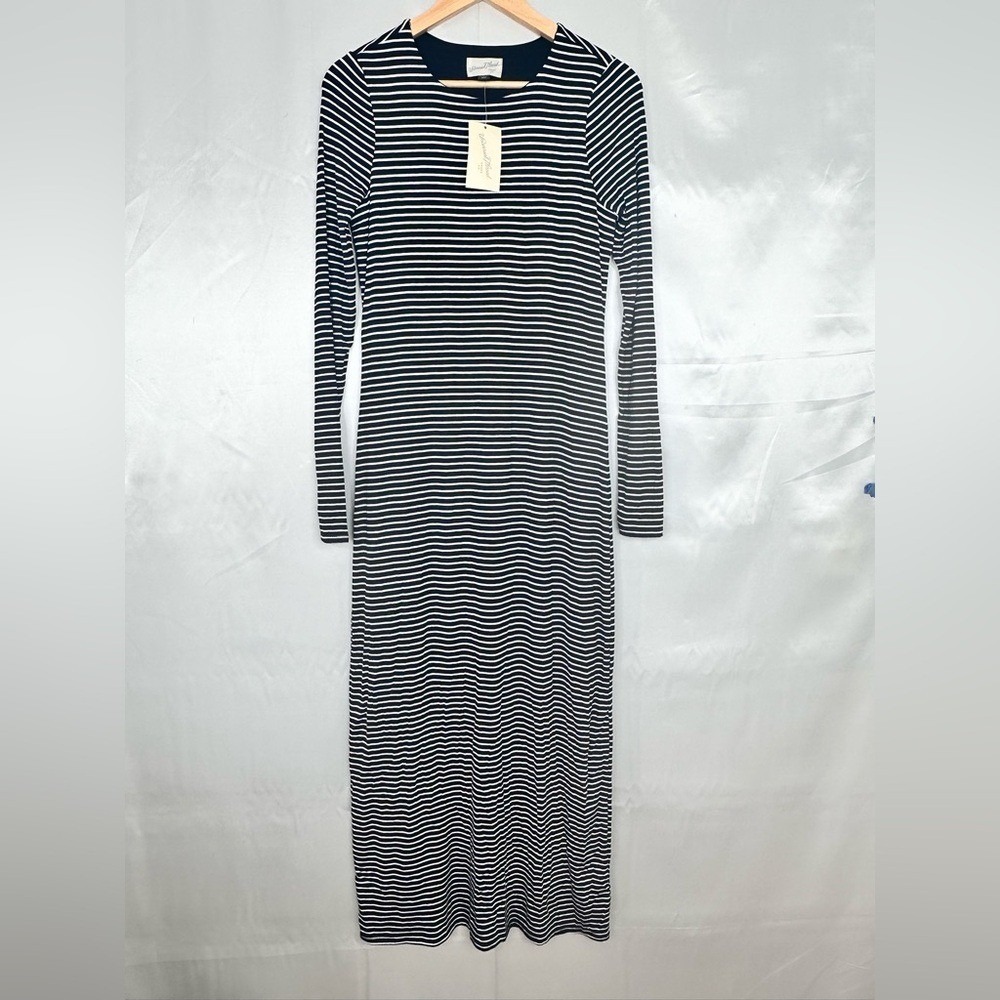 Universal Thread Navy White Striped Long Sleeve Maxi Dress Small NWT